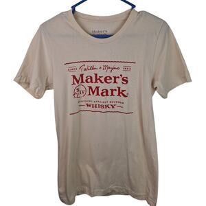 Maker's Mark Whiskey Signature Label T-Shirt Cream color Size Small